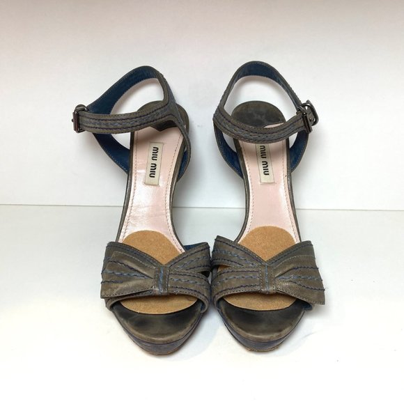 Miu Miu Gray Heeled Sandals - Picture 3 of 7